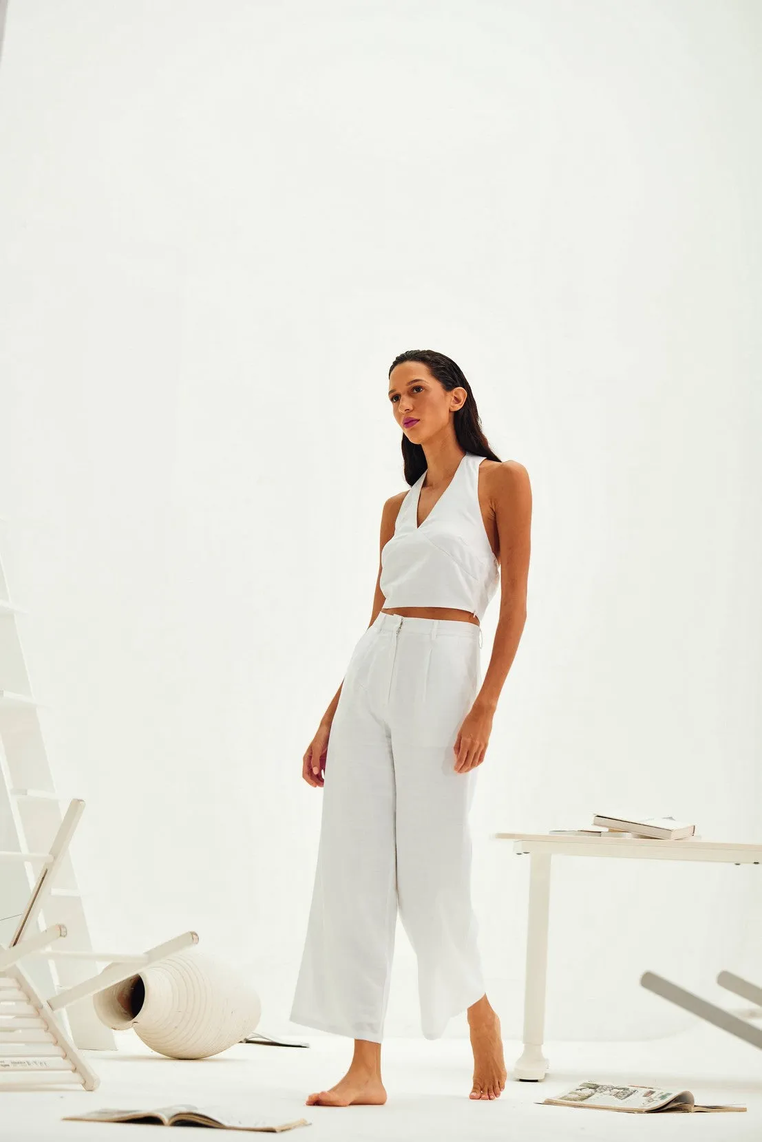 Abigail Plain Linen Pants