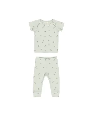 Apples Ribbed Tee   Legging Set in Mint