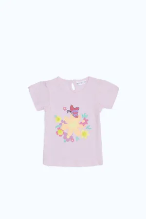 Baby Girls Pink Placement Print T-Shirt