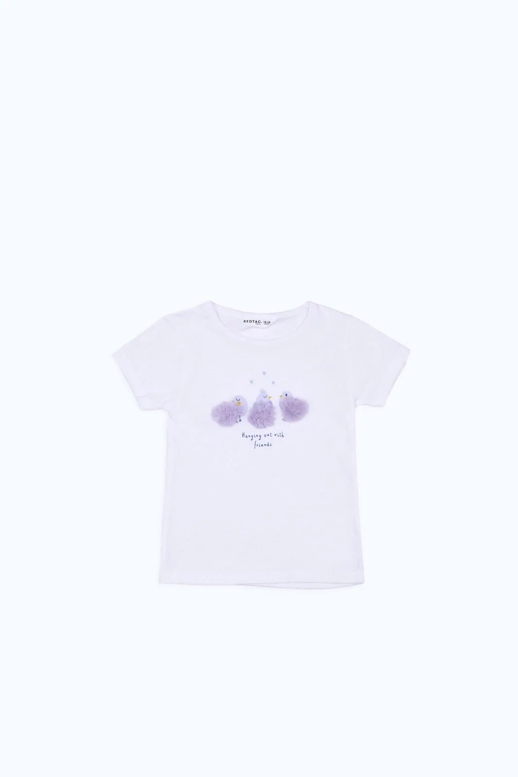 Baby Girls White Pompom T-Shirt