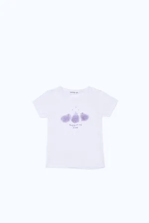 Baby Girls White Pompom T-Shirt