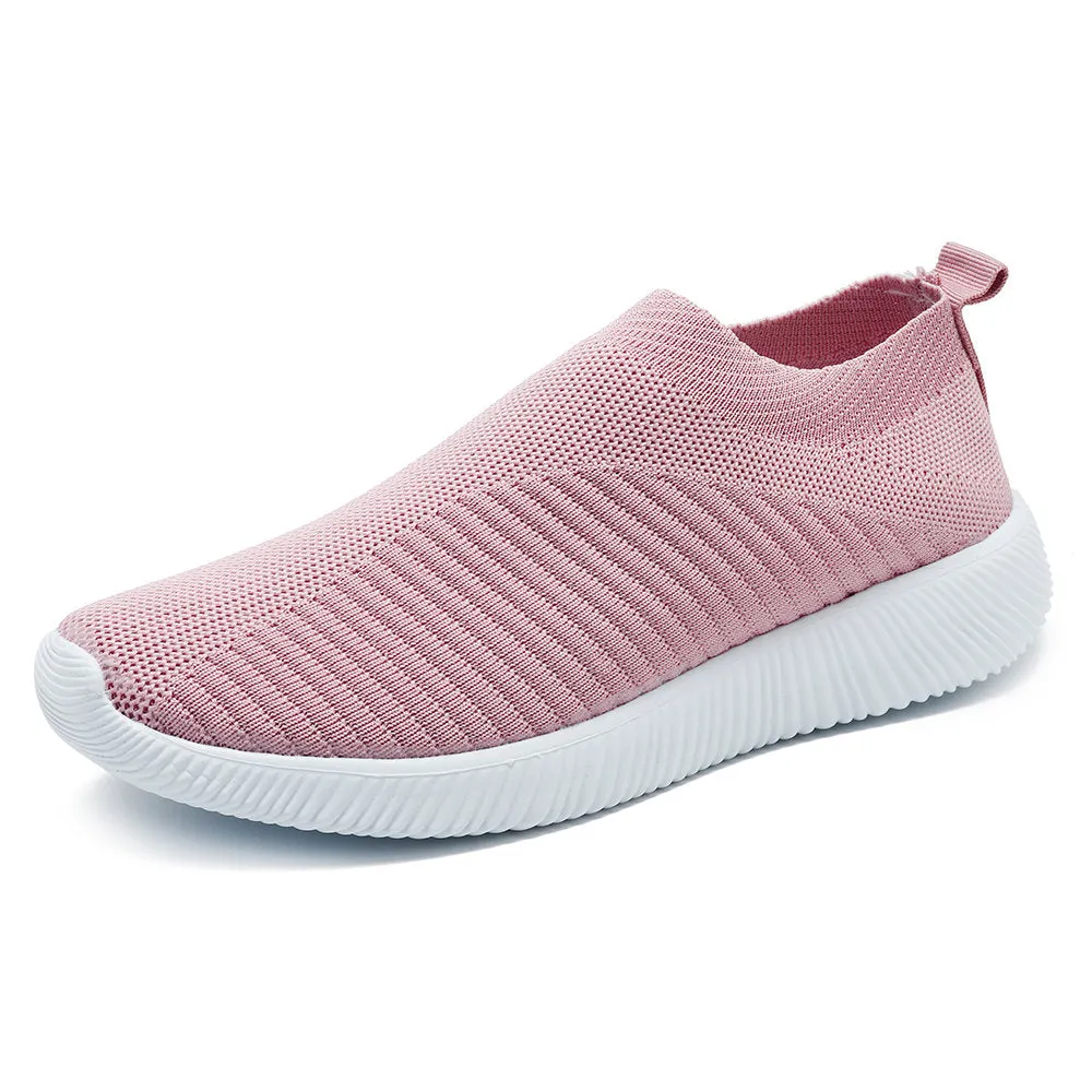 Big Size Women Running Sneakers Athletic Breathable Mesh Solid Color Socks Shoes