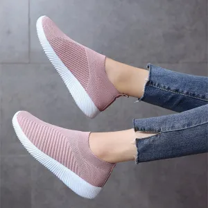 Big Size Women Running Sneakers Athletic Breathable Mesh Solid Color Socks Shoes