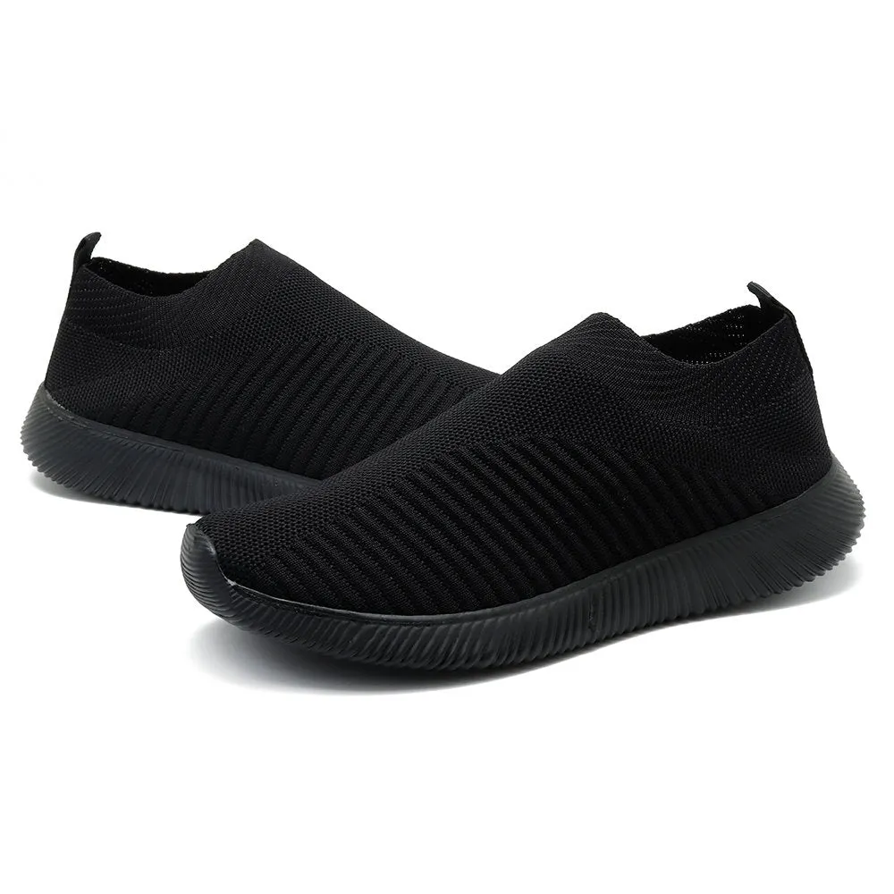 Big Size Women Running Sneakers Athletic Breathable Mesh Solid Color Socks Shoes