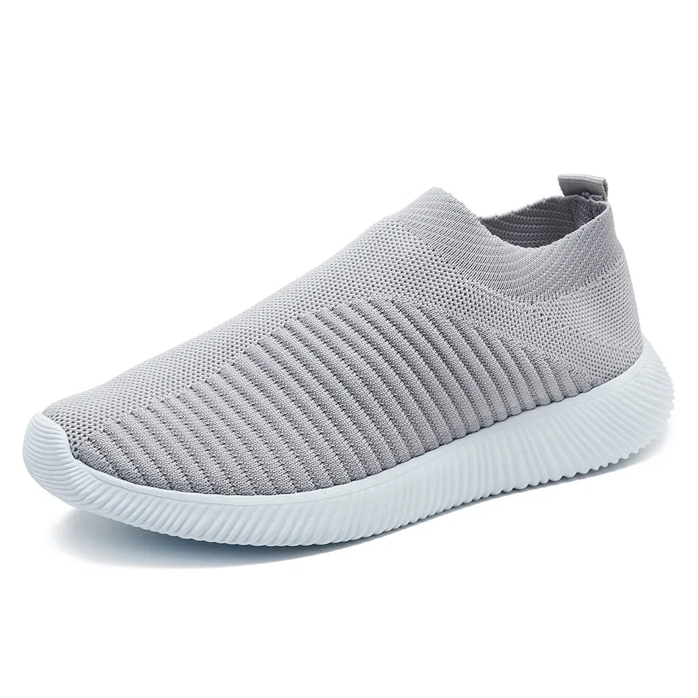 Big Size Women Running Sneakers Athletic Breathable Mesh Solid Color Socks Shoes
