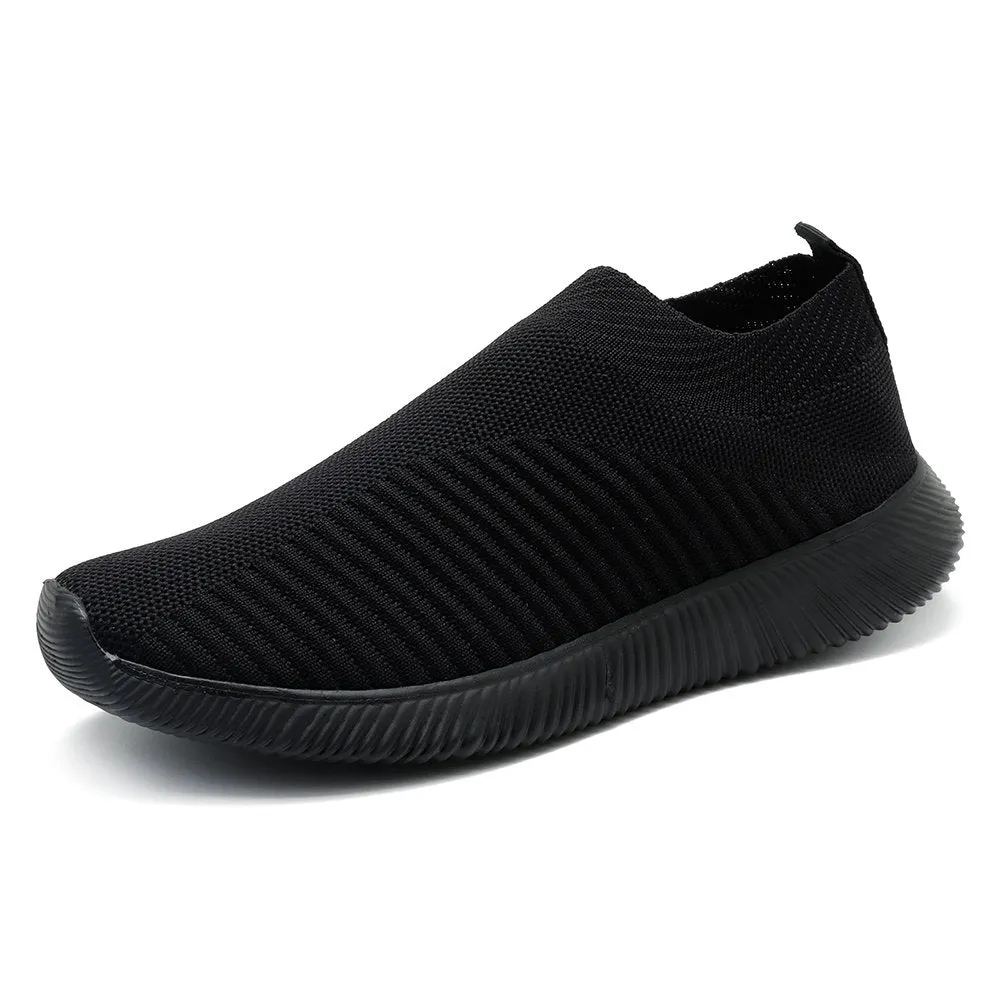 Big Size Women Running Sneakers Athletic Breathable Mesh Solid Color Socks Shoes