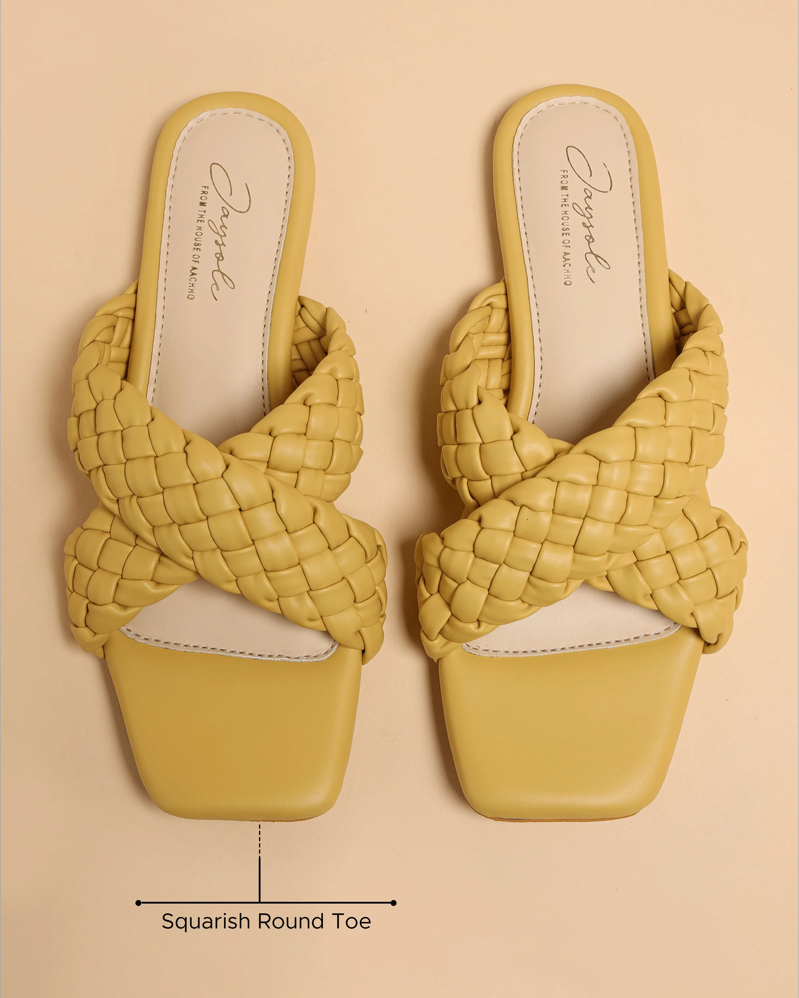 Blazing Yellow Braided Flats