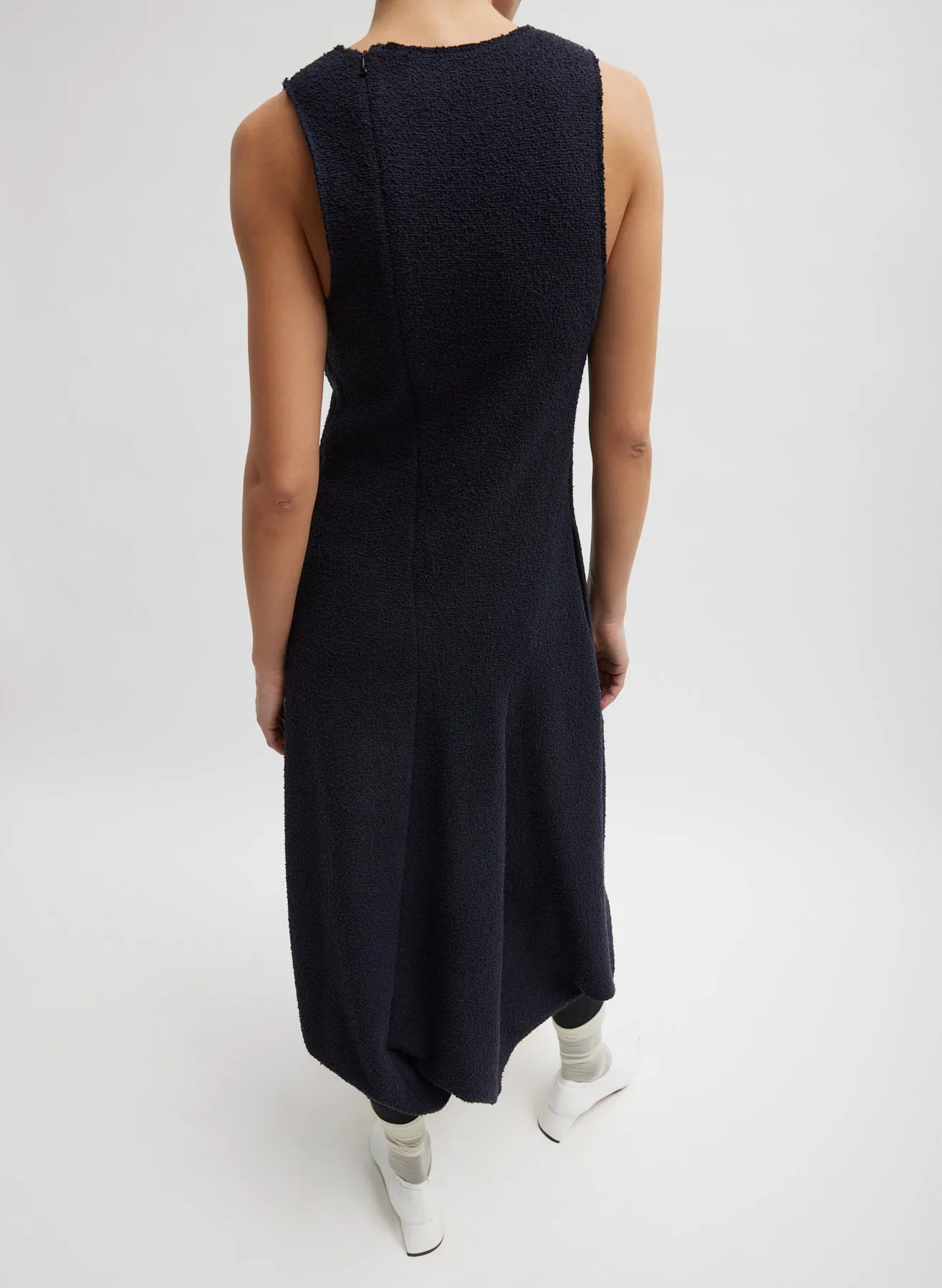 Boucle Knit Tank Tucked Dress - Midnight Navy