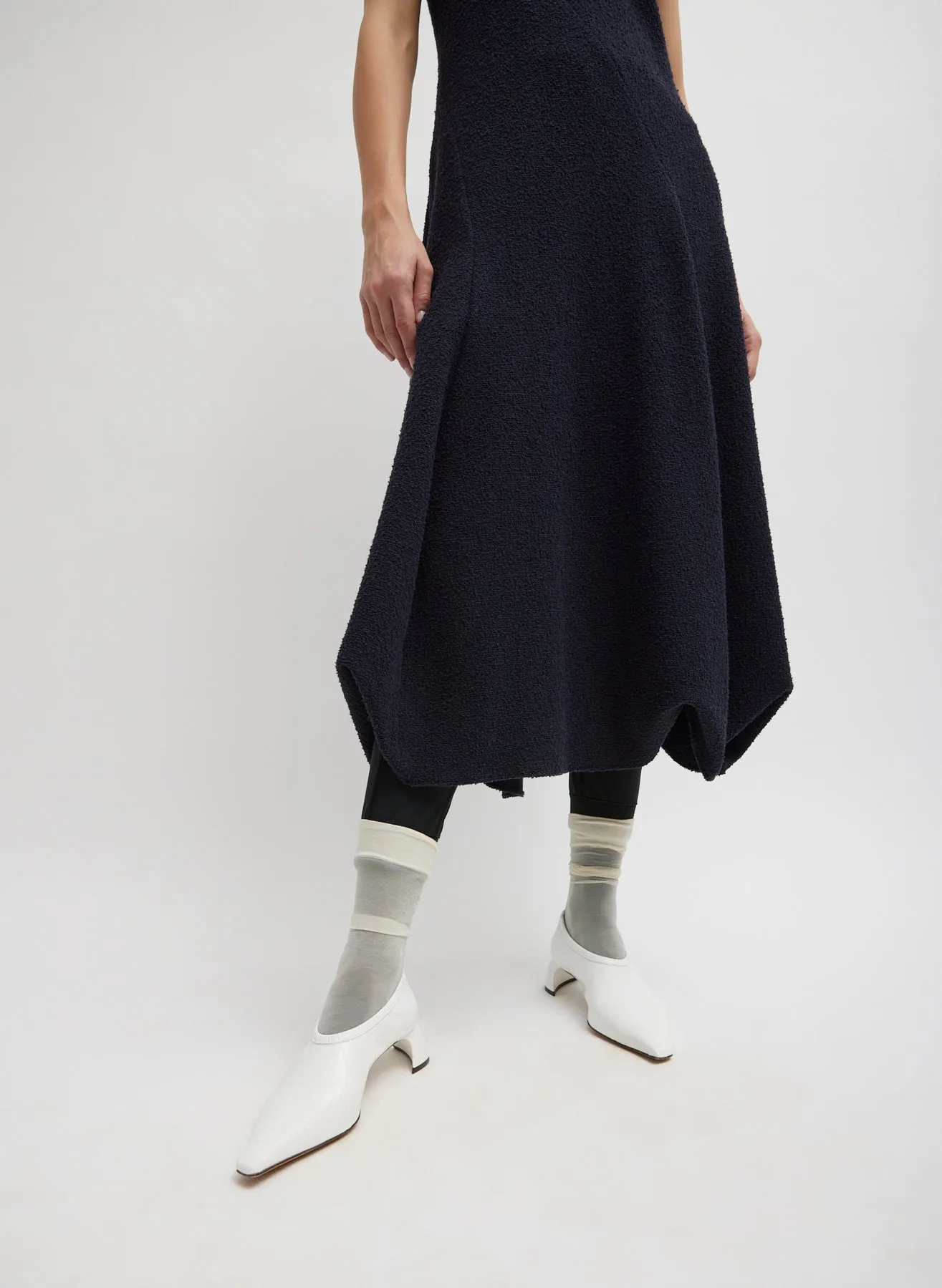 Boucle Knit Tank Tucked Dress - Midnight Navy