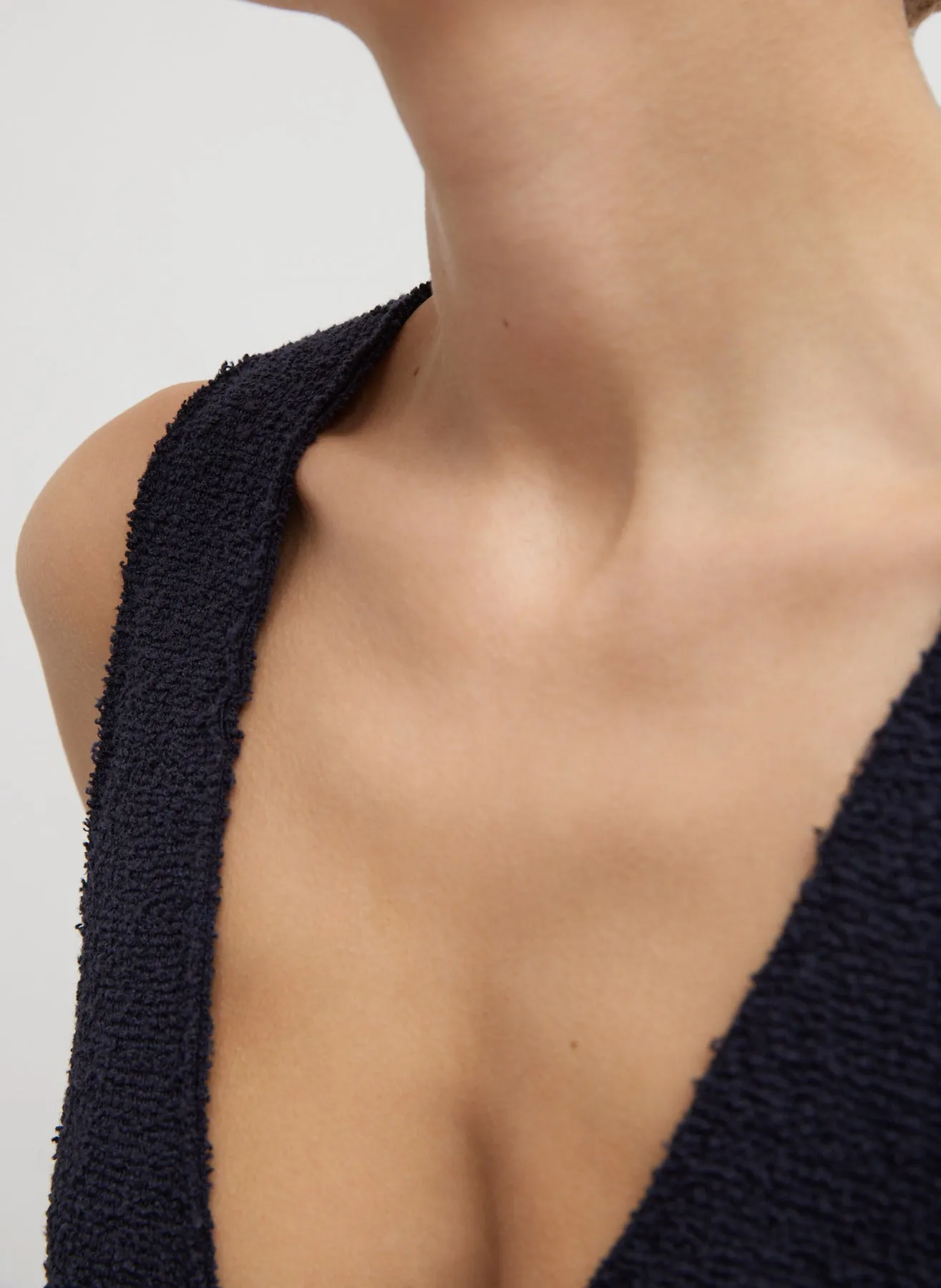 Boucle Knit Tank Tucked Dress - Midnight Navy