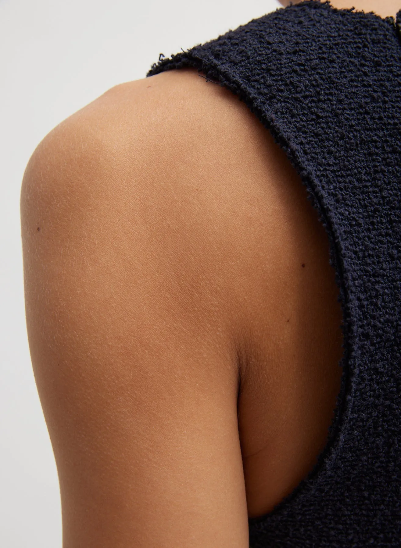 Boucle Knit Tank Tucked Dress - Midnight Navy