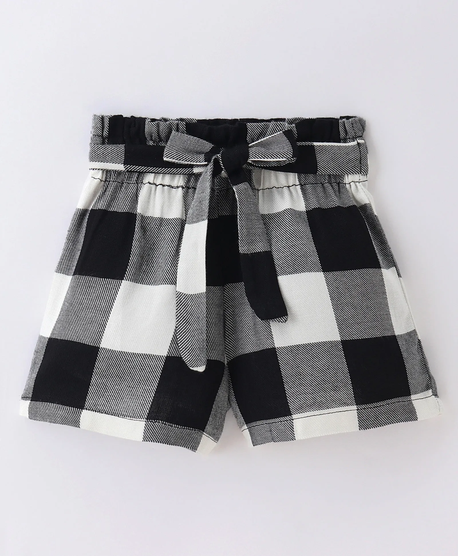 Checkered Printed Belted Shorts