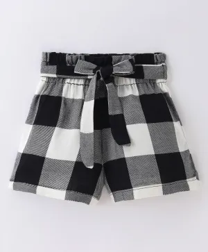 Checkered Printed Belted Shorts