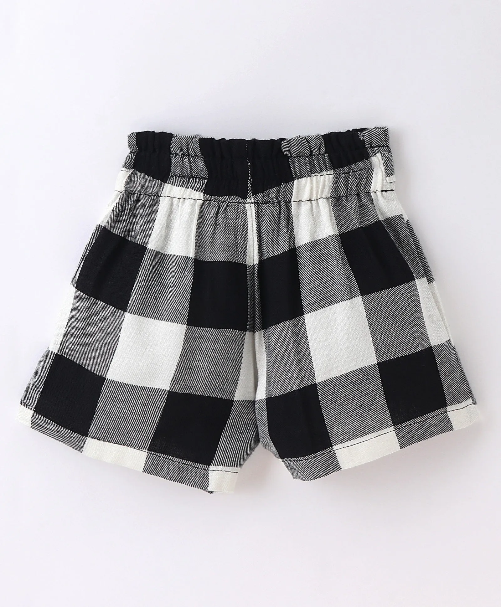 Checkered Printed Belted Shorts