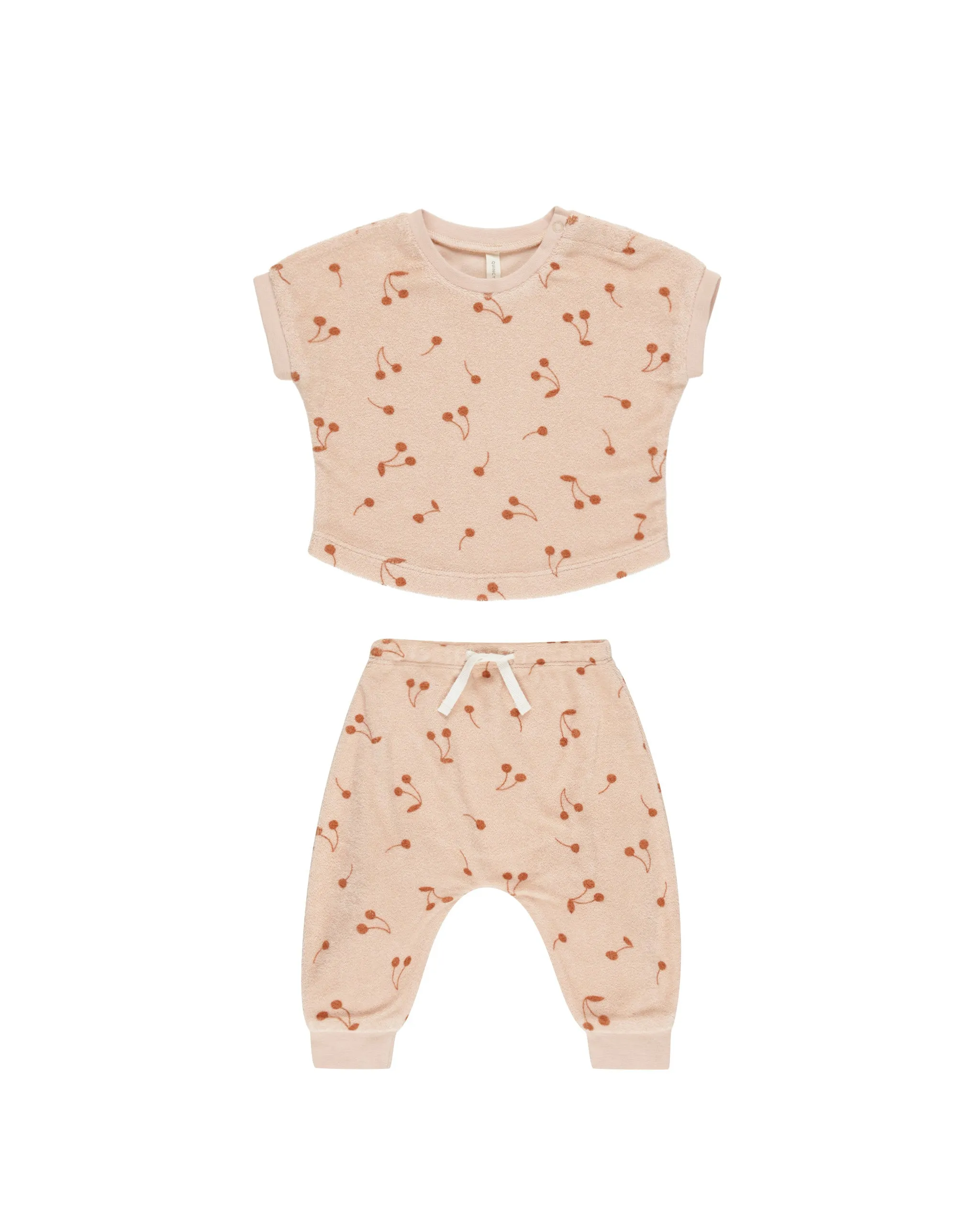 Cherries Tee   Pant Set in Melon