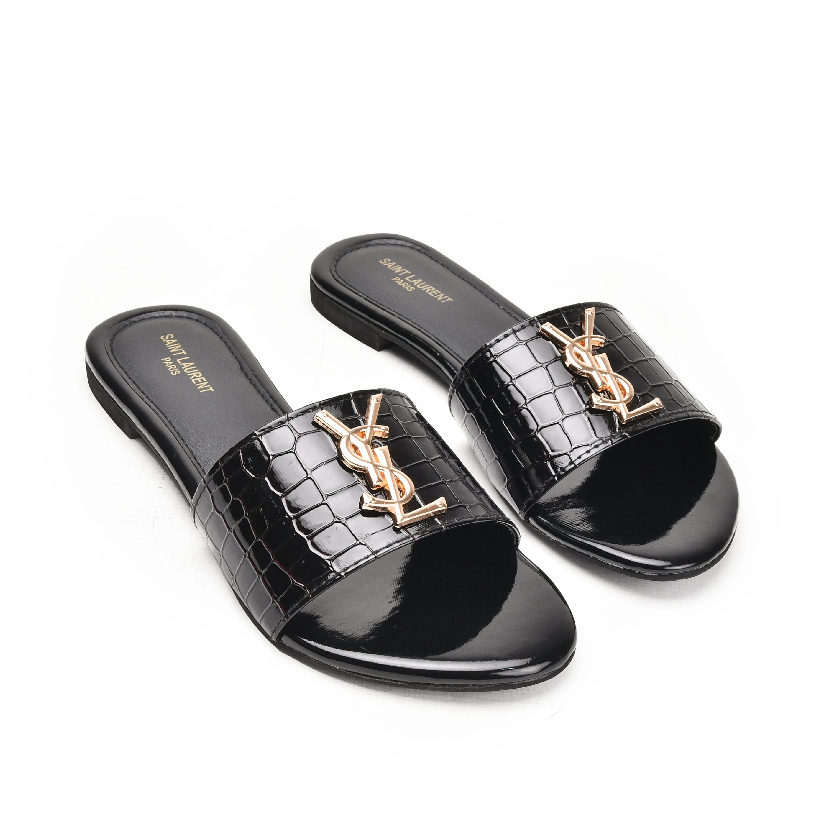 Classic Black Croc-Embossed Flats | 513L-C