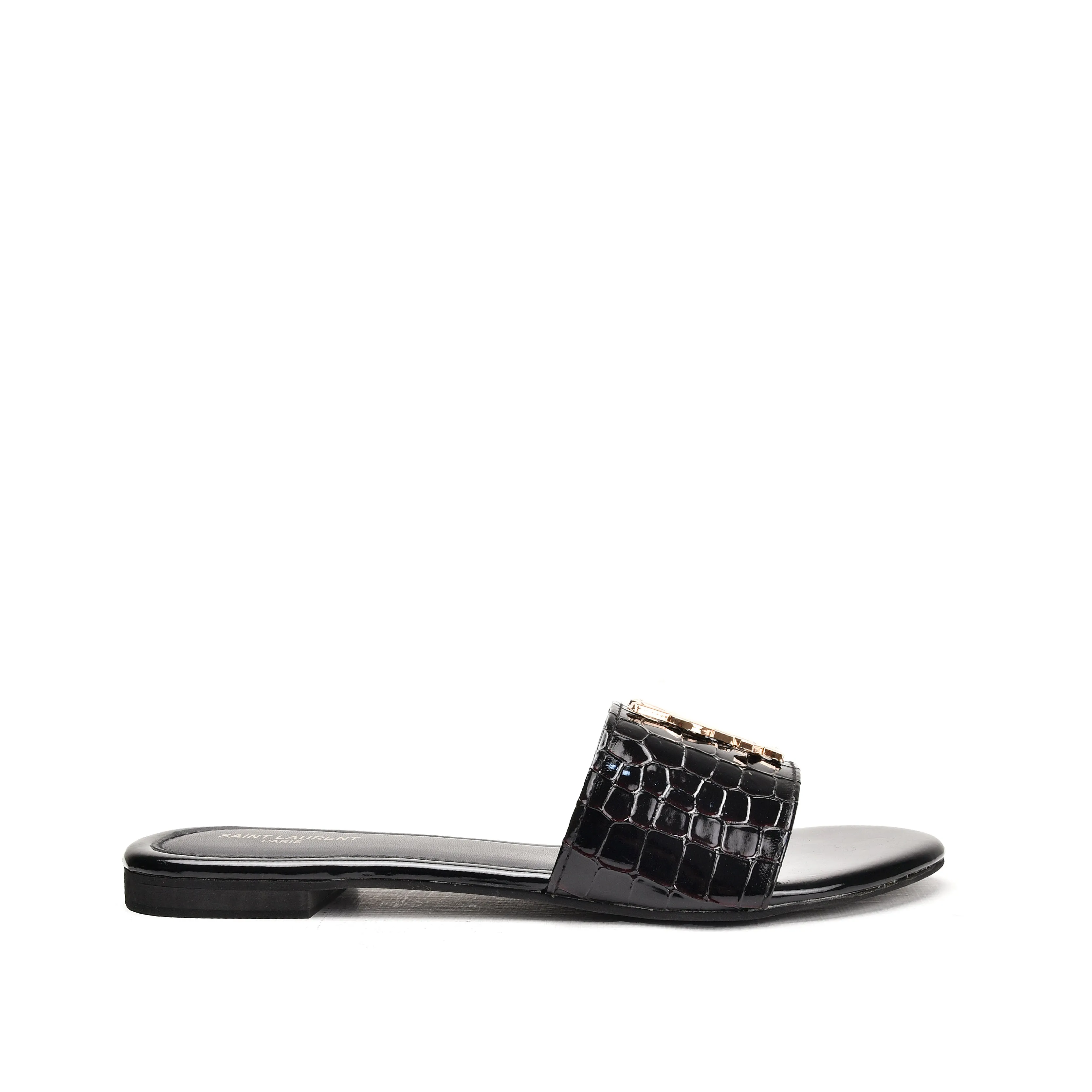 Classic Black Croc-Embossed Flats | 513L-C