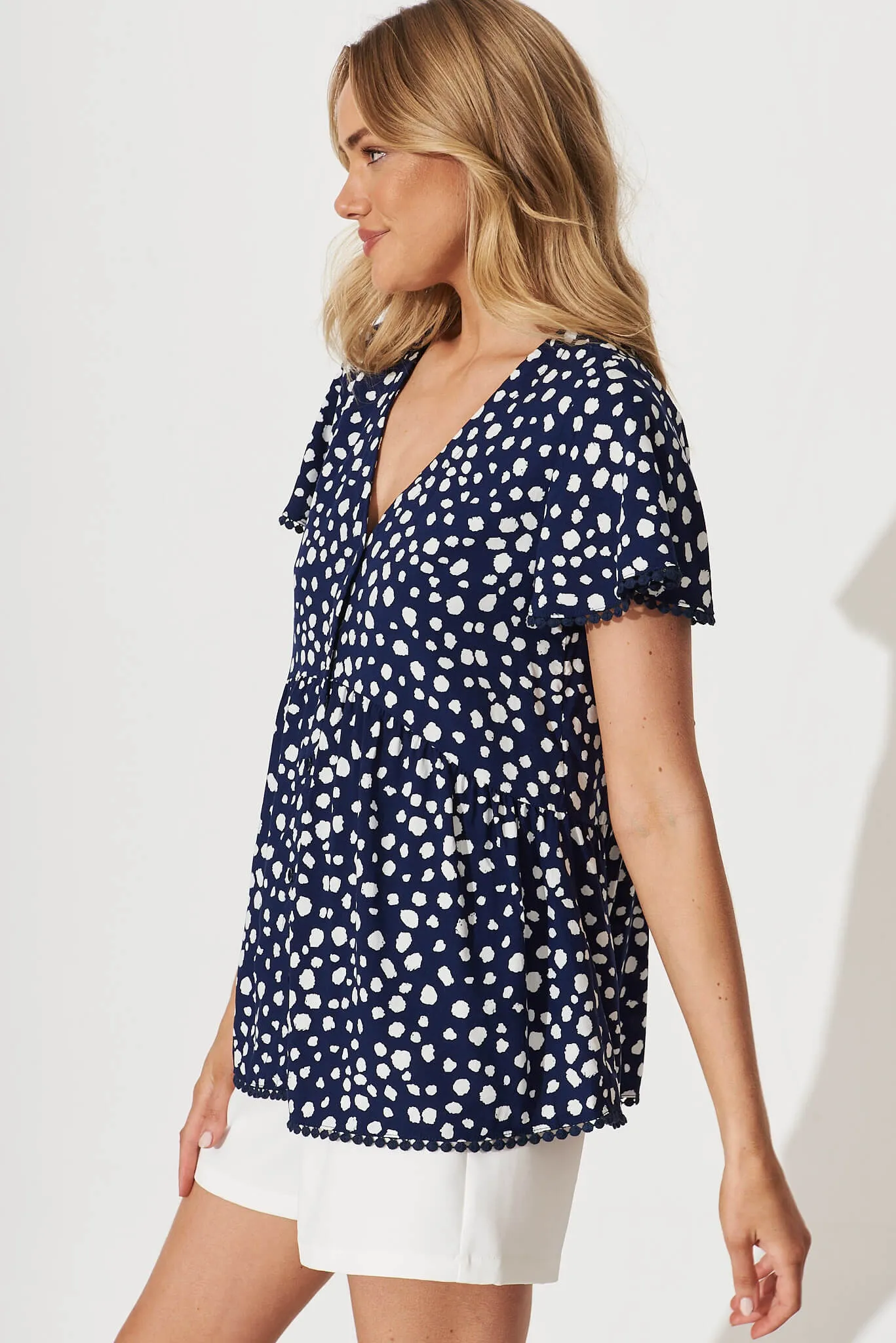 Darling Dreamer Top Navy With White Speckle