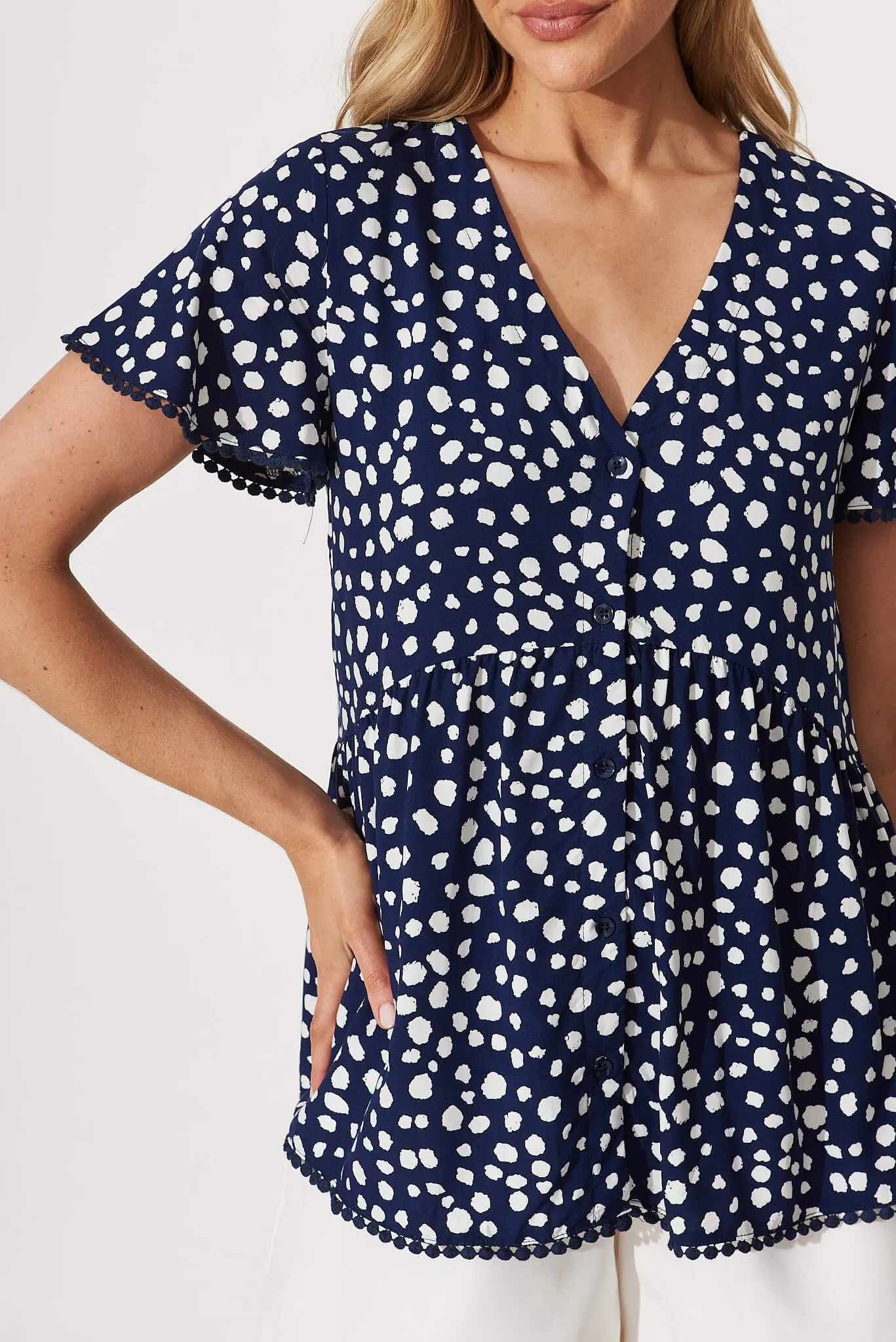Darling Dreamer Top Navy With White Speckle