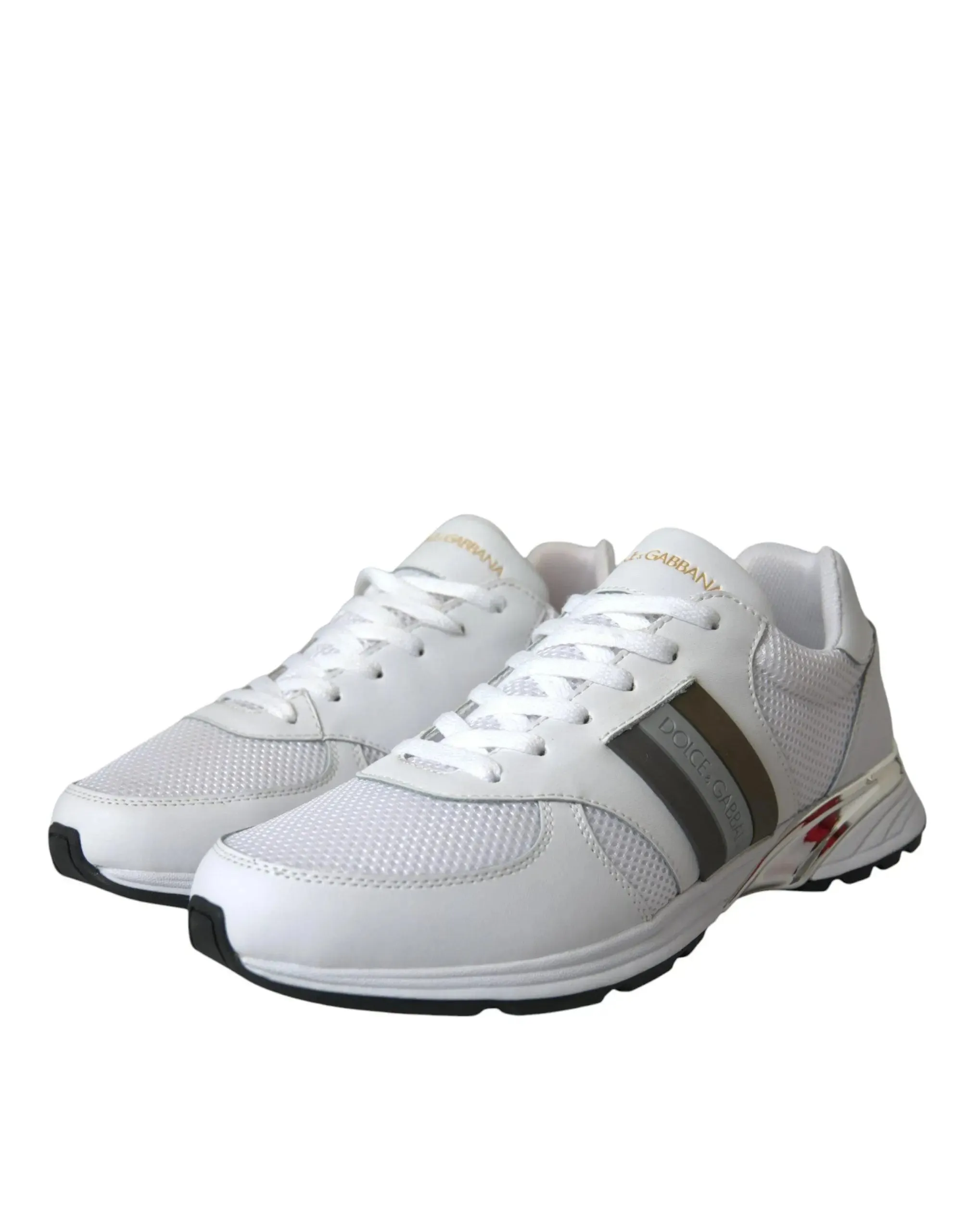 Dolce & Gabbana White Leather Low Top Sneakers