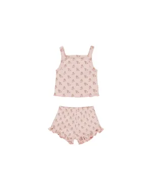 Evie Set in Bubble Gum w/ Roses