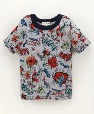 Fire Crackers Printed Tshirt - Grey