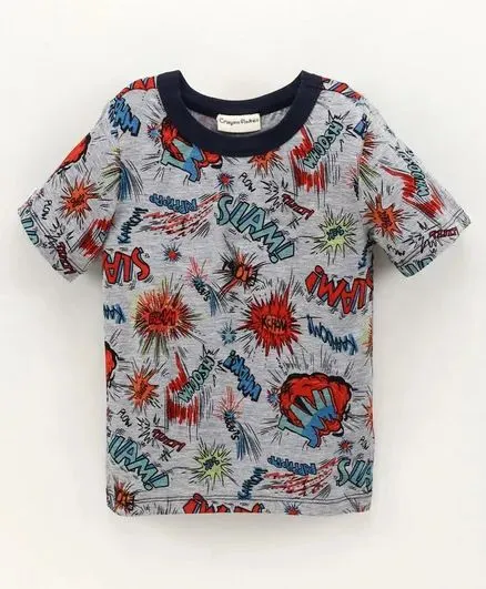 Fire Crackers Printed Tshirt - Grey