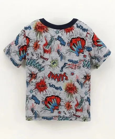 Fire Crackers Printed Tshirt - Grey