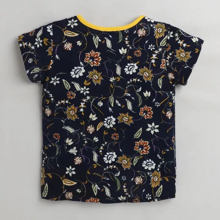 Floral Printed Top - Navy