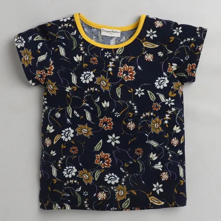 Floral Printed Top - Navy