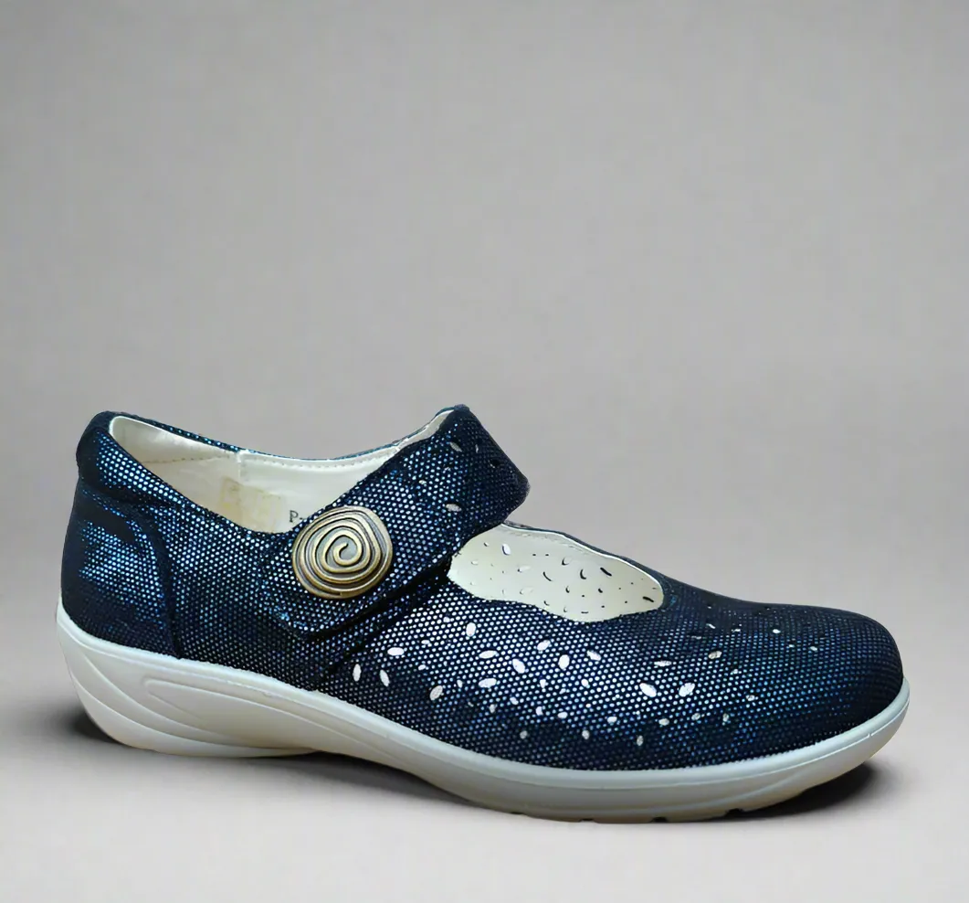 G-Comfort Wide fitting H Ladies Navy Shoe P9528LT