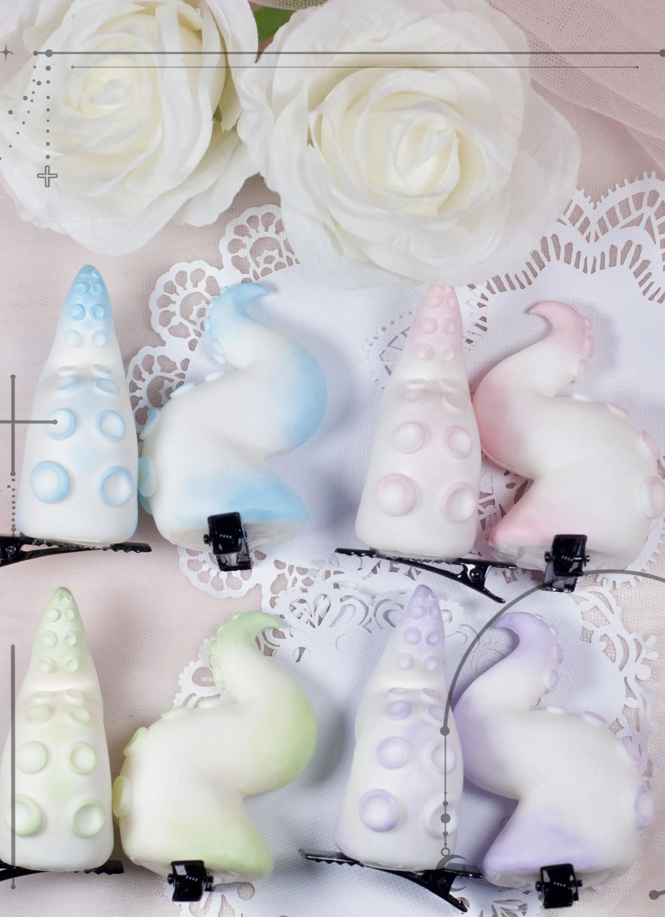 Handcrafted Tentacle Horn Hairclips
