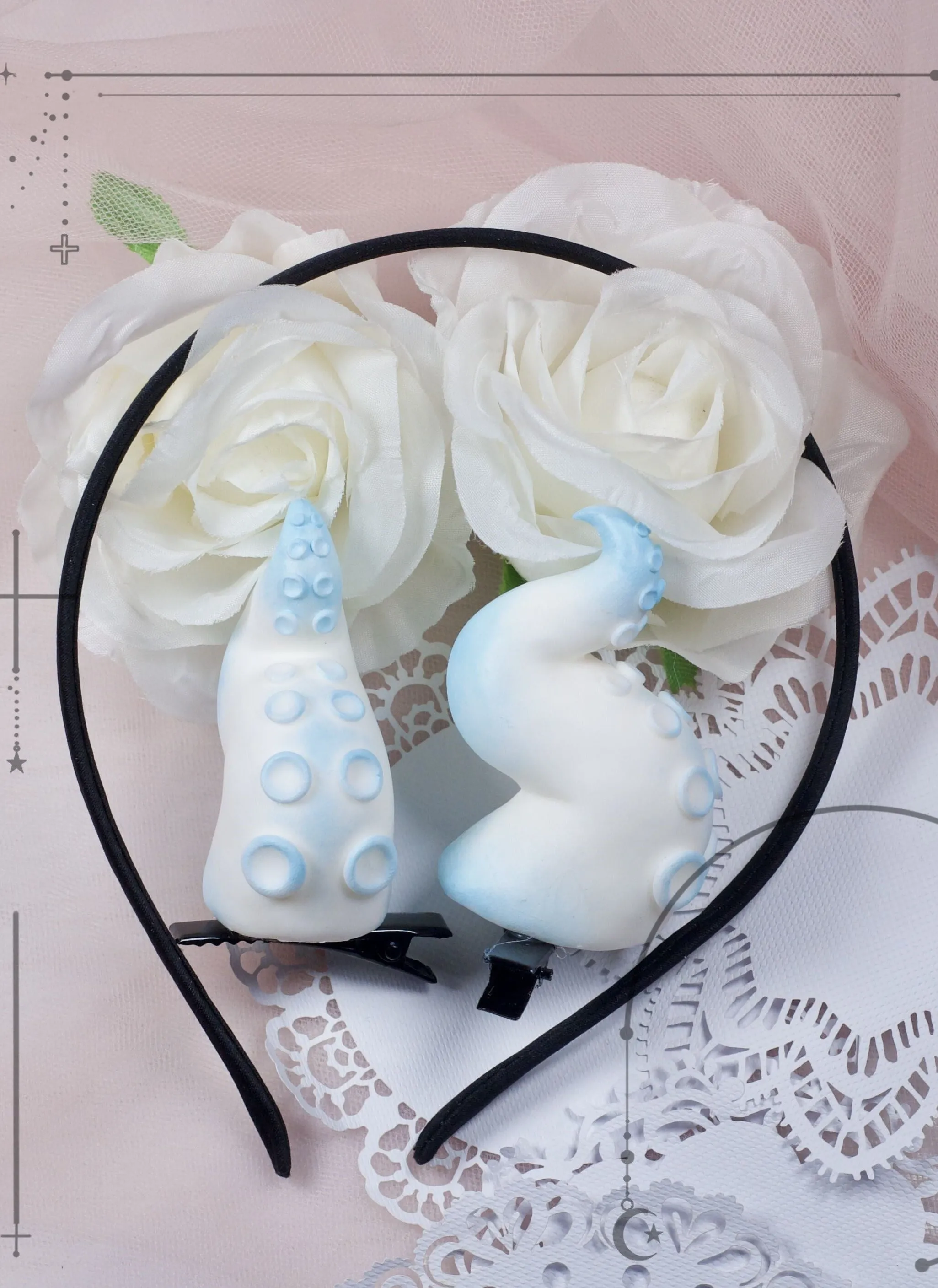 Handcrafted Tentacle Horn Hairclips