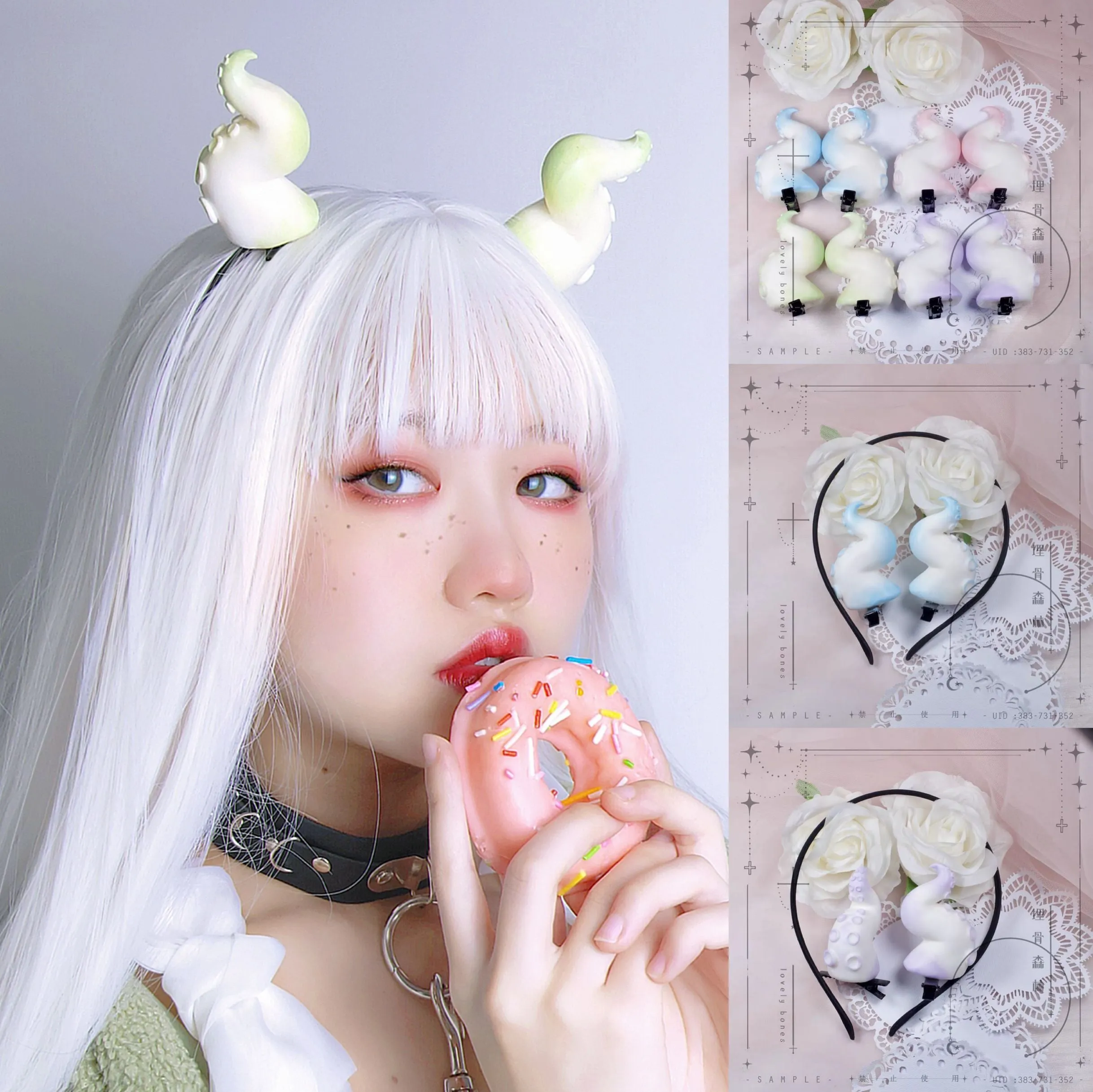 Handcrafted Tentacle Horn Hairclips