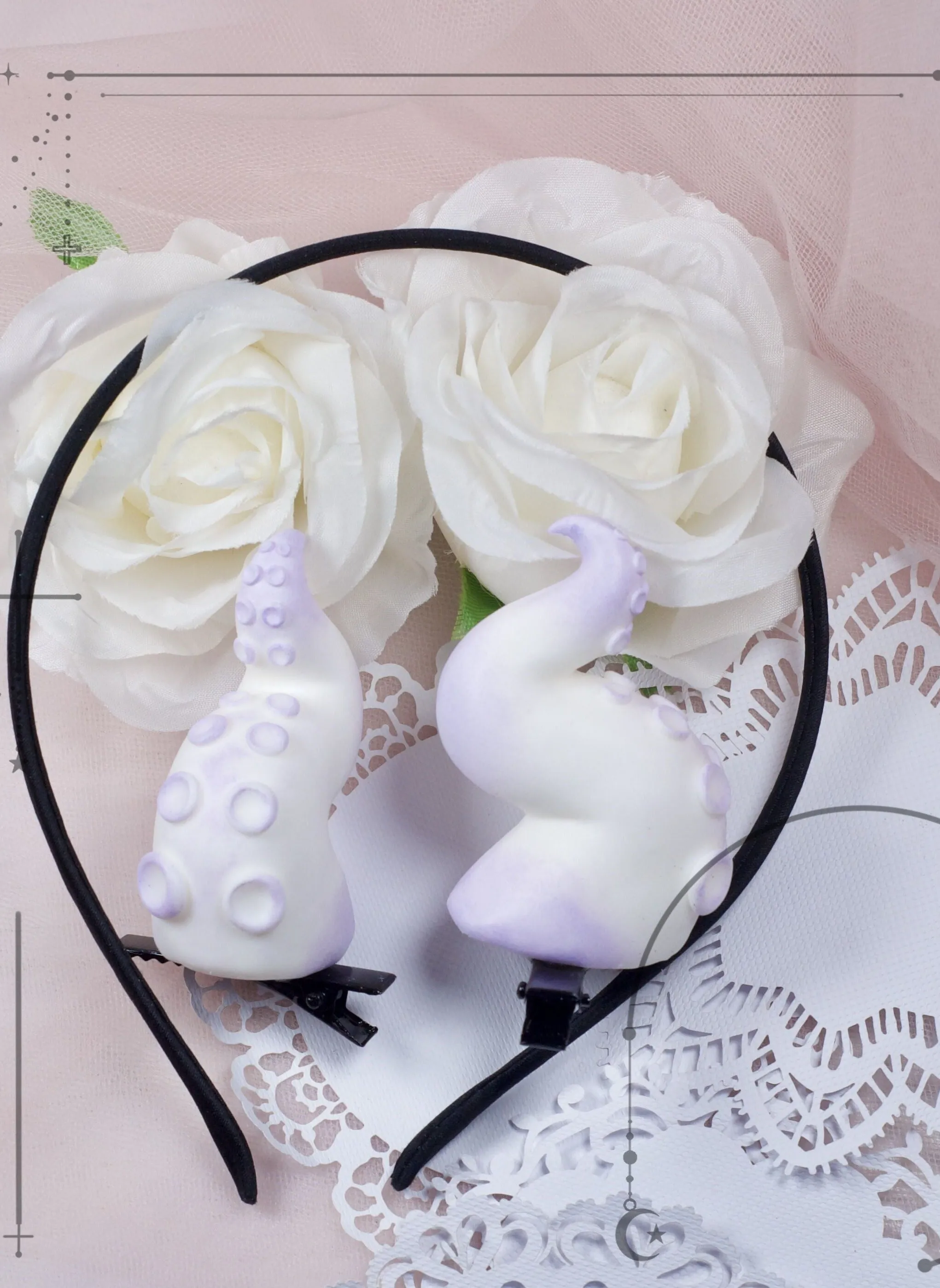 Handcrafted Tentacle Horn Hairclips