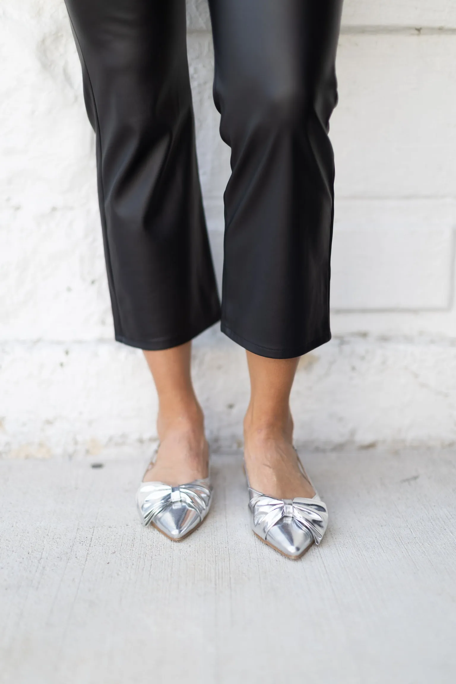 Harmony Bow Slingback Flats, Silver