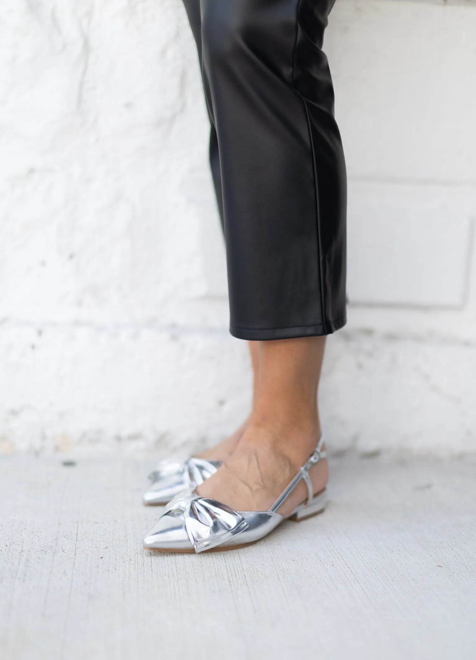 Harmony Bow Slingback Flats, Silver