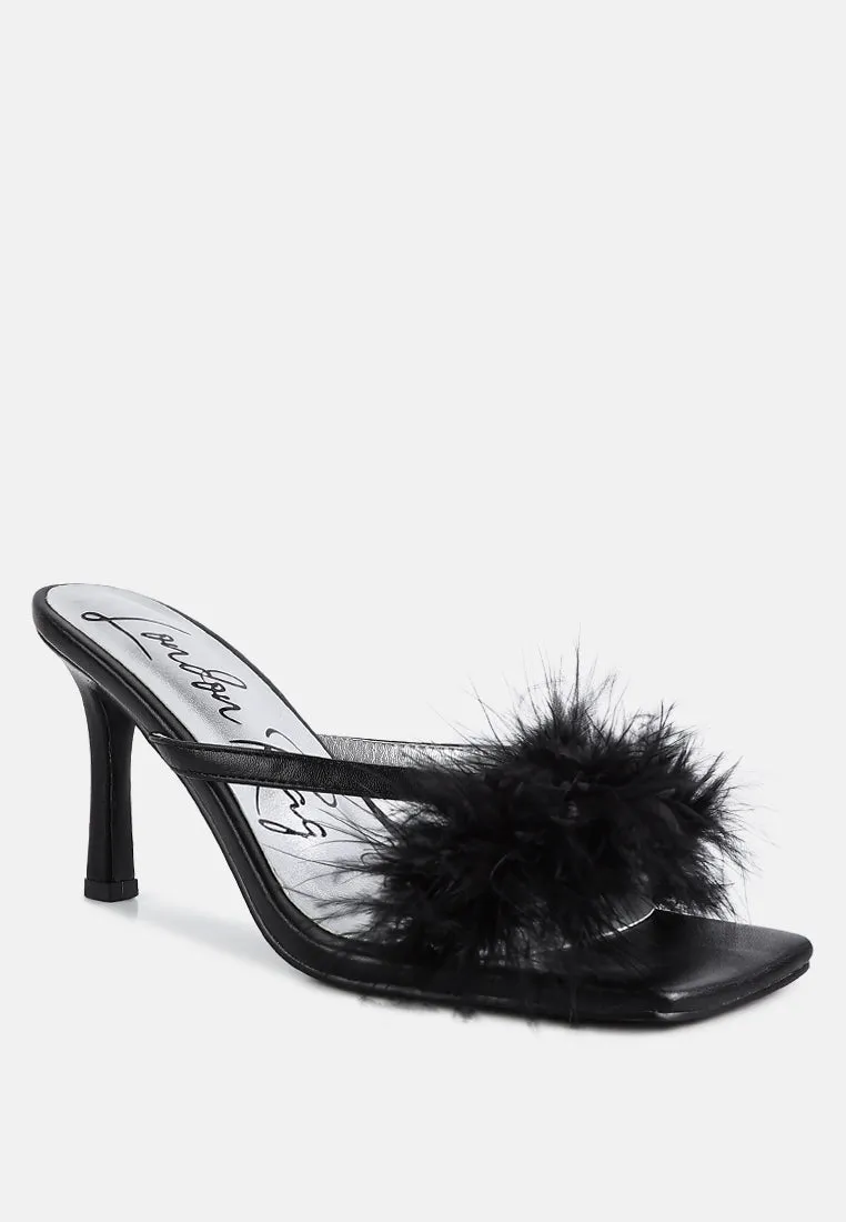 Honeybear Feather Detail Slip-On Sandals by London Rag