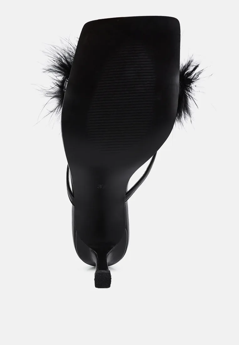 Honeybear Feather Detail Slip-On Sandals by London Rag