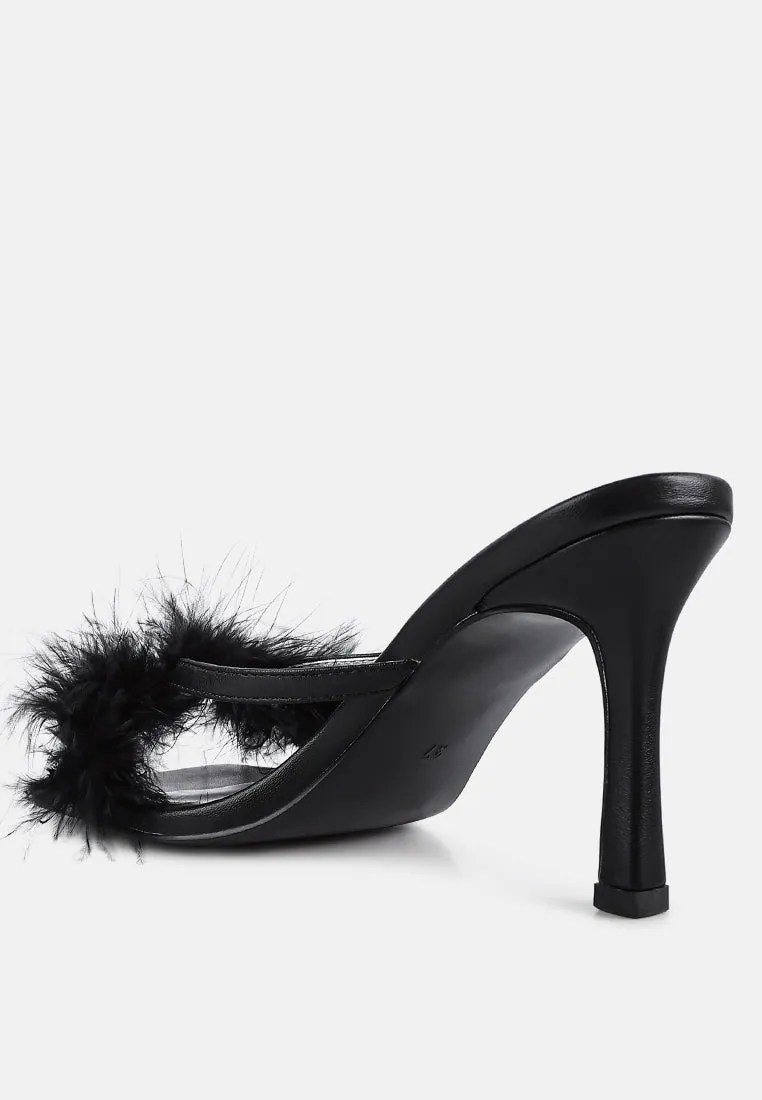 Honeybear Feather Detail Slip-On Sandals by London Rag