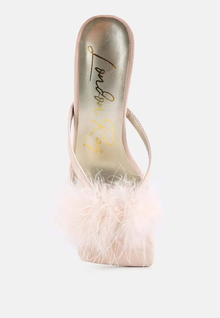 Honeybear Feather Detail Slip-On Sandals by London Rag