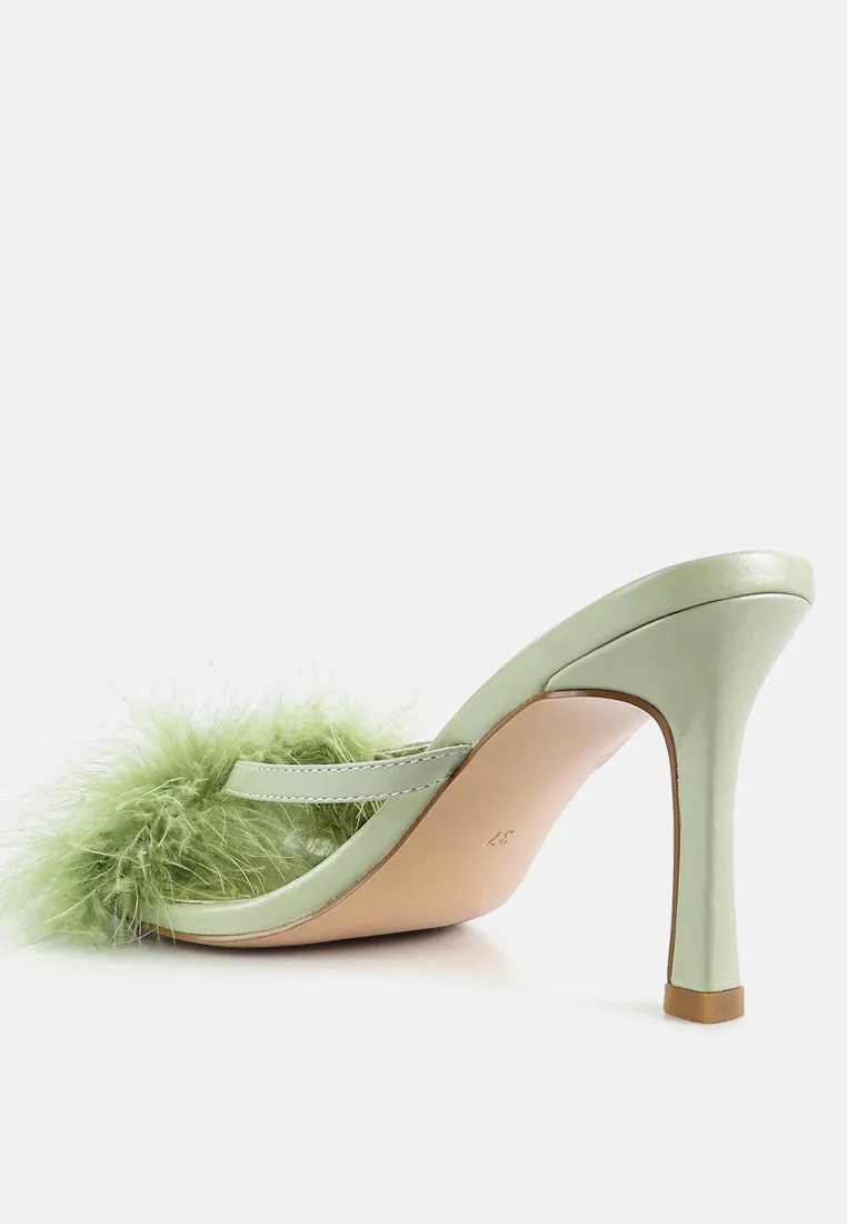 Honeybear Feather Detail Slip-On Sandals by London Rag