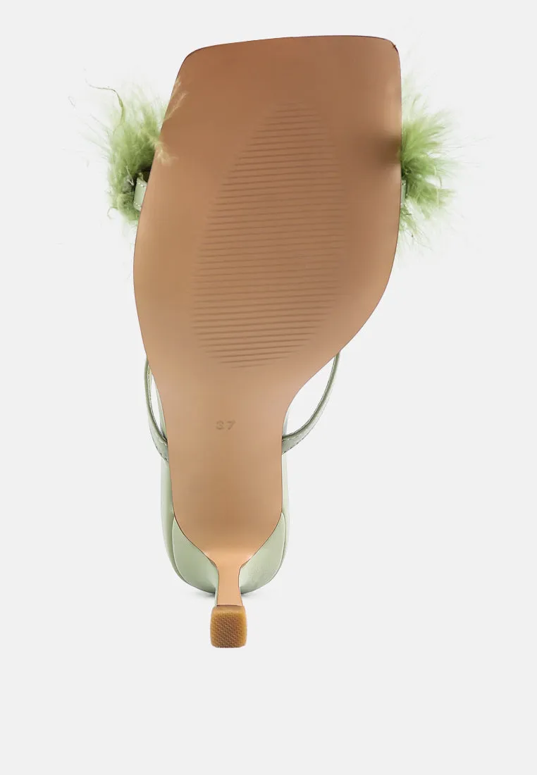 Honeybear Feather Detail Slip-On Sandals by London Rag