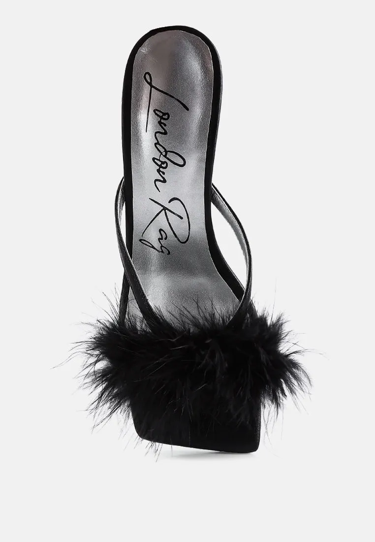 Honeybear Feather Detail Slip-On Sandals by London Rag