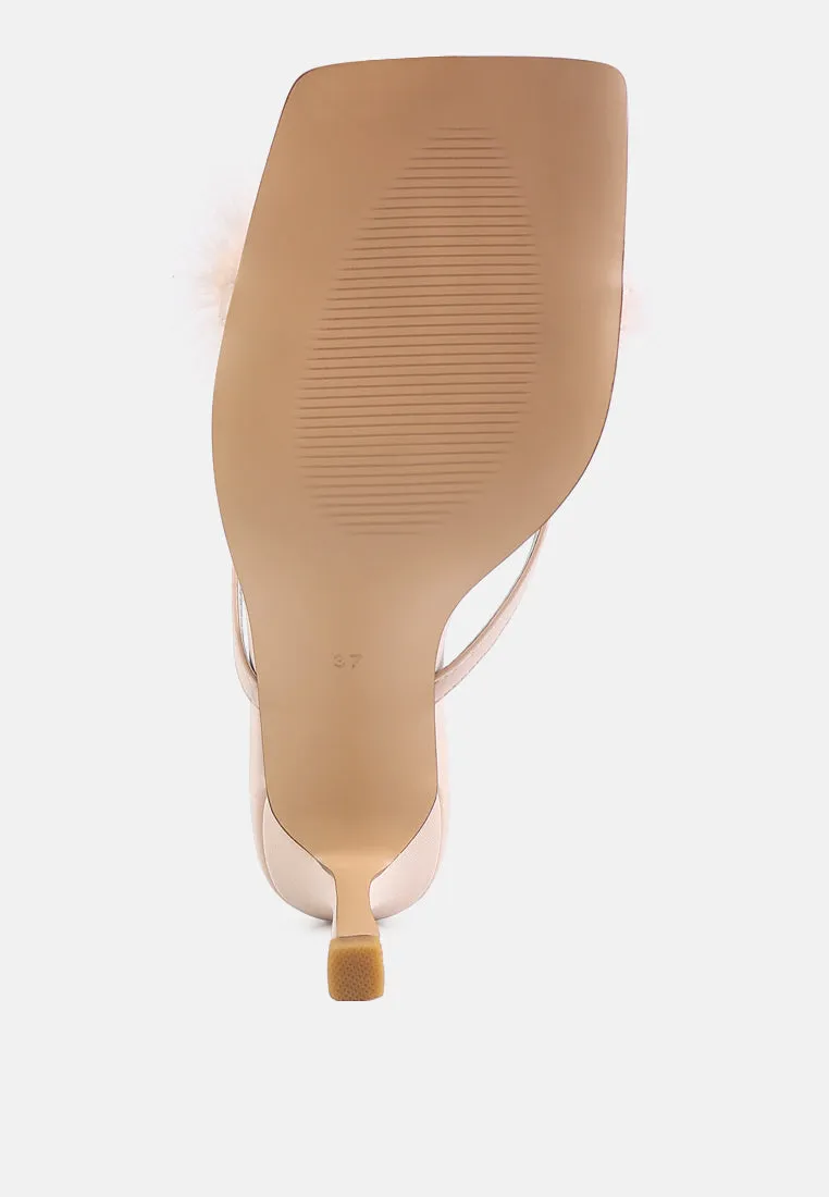Honeybear Feather Detail Slip-On Sandals by London Rag