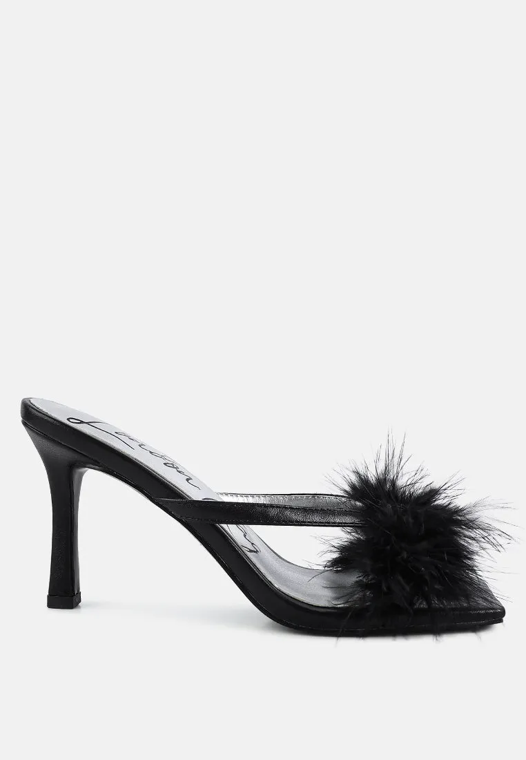 Honeybear Feather Detail Slip-On Sandals by London Rag