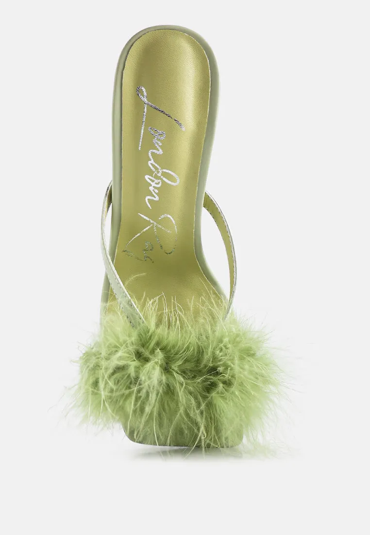 Honeybear Feather Detail Slip-On Sandals by London Rag