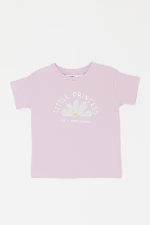 Infant Girls Lilac Sequence Embellished T-Shirt