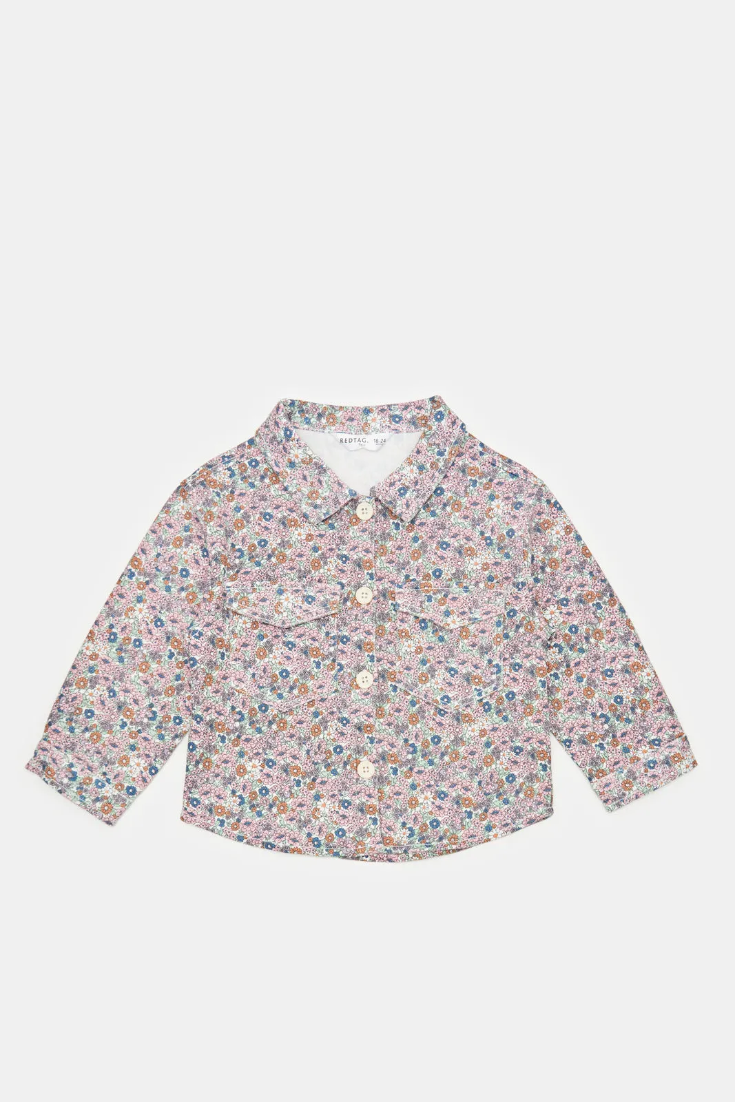 Infant Girls Pink Floral Print Blouse