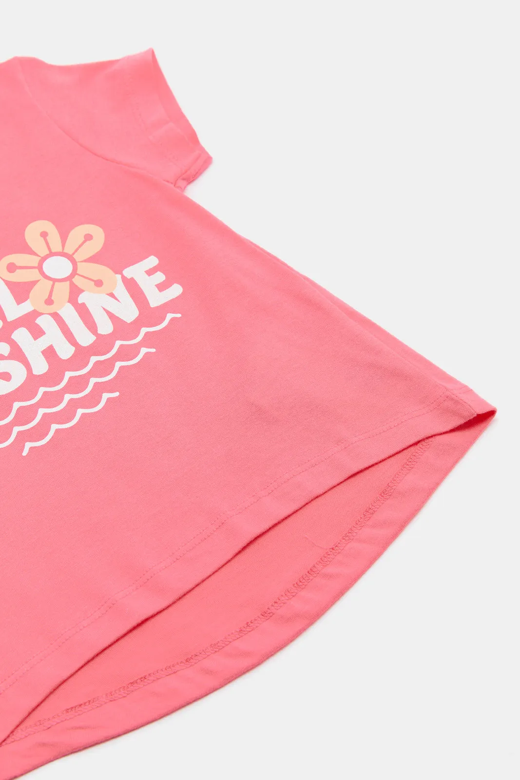 Infant Girls Pink Hello Sunshine Print T-Shirt